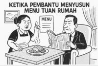 Karikatur Pembantu Menyusun Menu Tuan Rumah | doc | inset |