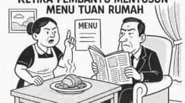 Karikatur Pembantu Menyusun Menu Tuan Rumah | doc | inset |