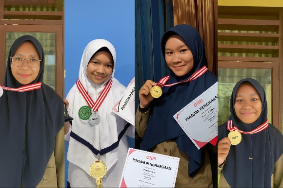 Empat siswi SMPT Muhamaddiyah peraih medali emas dan perak, Rabu (20/8)