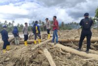 Pembangunan jembatan darurat Desa Rerebe-Dabun Gelang, Selasa (16/12/2025)