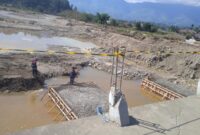Pondasi Akses utama jembatan Aih Bobo menuju RSUMAK Galus, Rabu 28 Januari 2026 |Noviel Wijayandi|