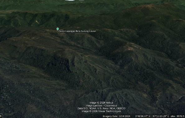 Lembah sabana (camp lapangan bola) +- 3100 mdpl | Google Earth |